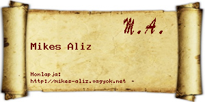 Mikes Aliz névjegykártya